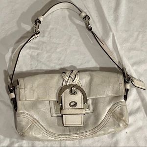 Coach Eggshell Logo Canvas & Braided Leather Small